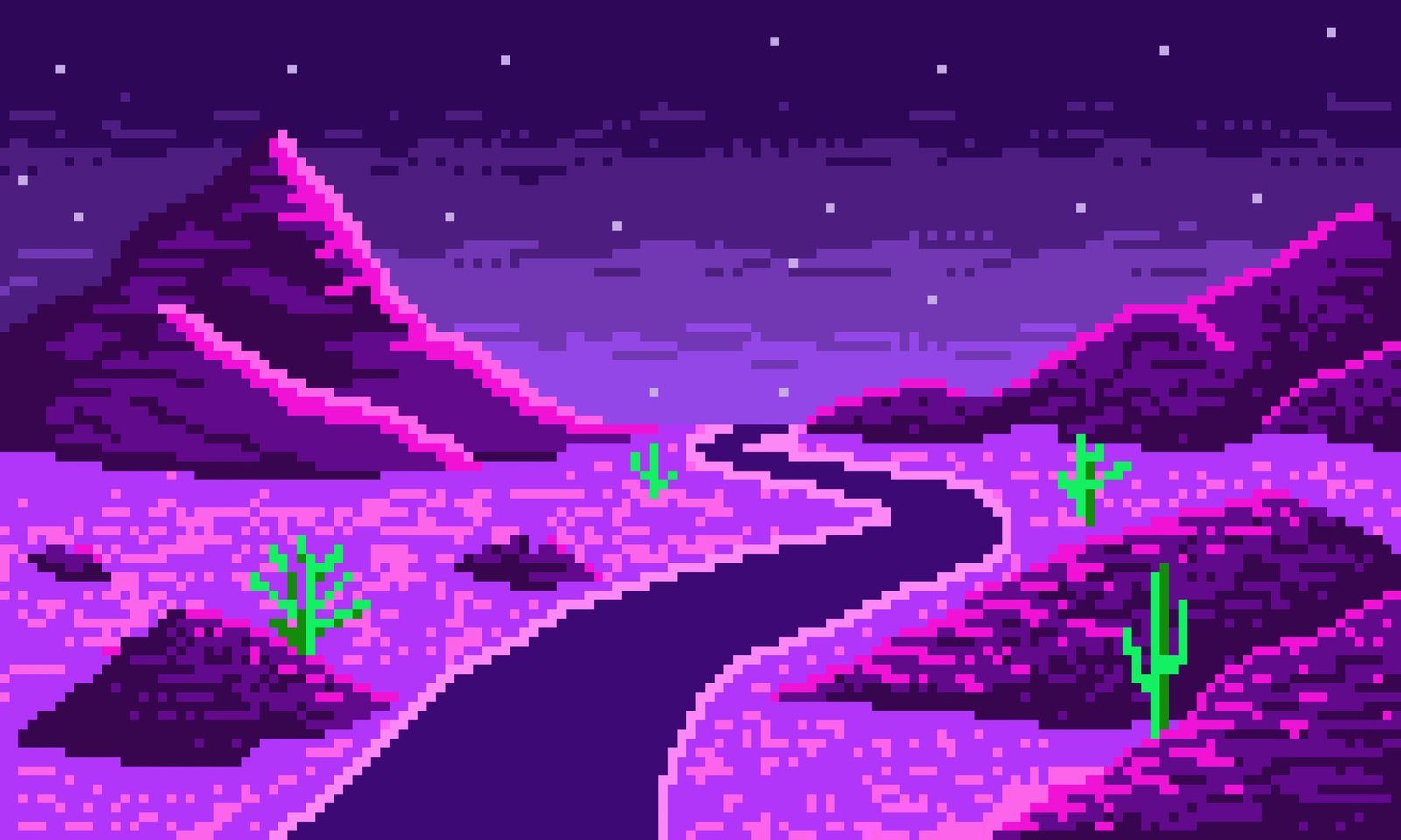 vecteezy night pixelated neon desert with winding road background 27468061